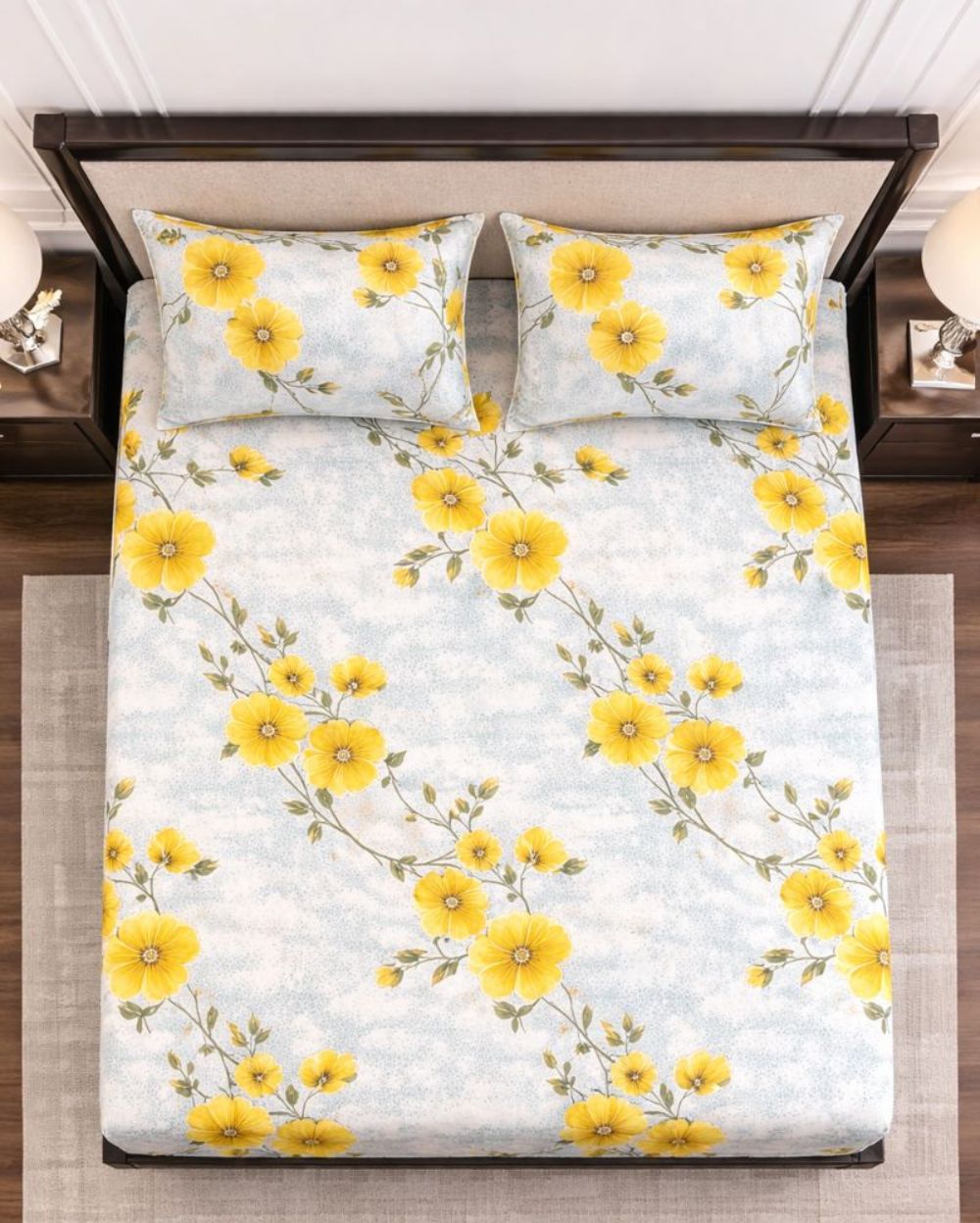 Vani|Queen Cotton Bed Set (6ft x 7ft)|White