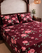 SUPER SATAN| 9x9' Premium Sateen Cotton King Bedsheet| Wine