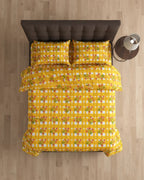 Medium| Pure Cotton Double Sheet Set (5ft x 7ft) + 2 Pillow Covers | Yellow