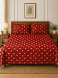 SUPER SATAN| 9x9' Premium Sateen Cotton King Bed sheet | Red