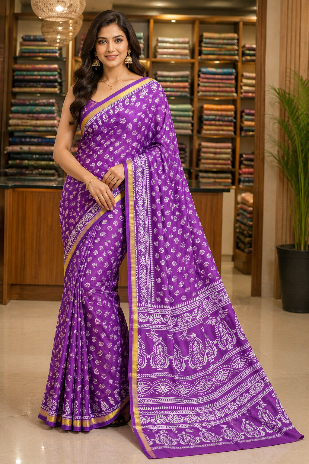Pure Chanderi Cotton Saree| Purple