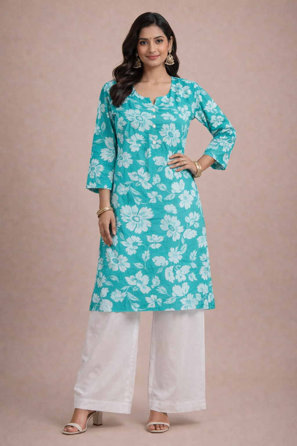 4XL Size| Premium Cotton Printed Kurti | Blue