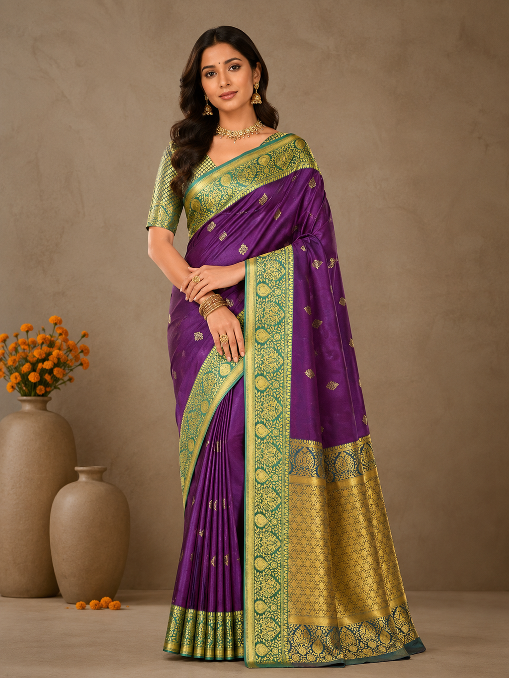 Premium Katan Bangalore Silk Saree| Purple