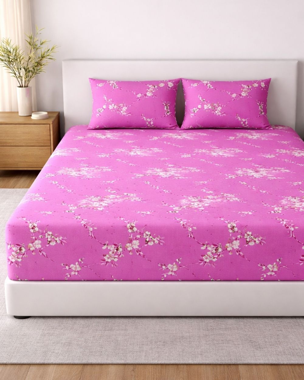 Sunflower (7x9ft)| Pure Cotton King Bedsheet - Pink