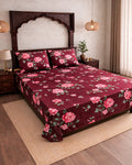 SUPER SATAN| 9x9' Premium Sateen Cotton King Bedsheet| Wine