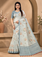 Semi Silk Printed Saree| Grey