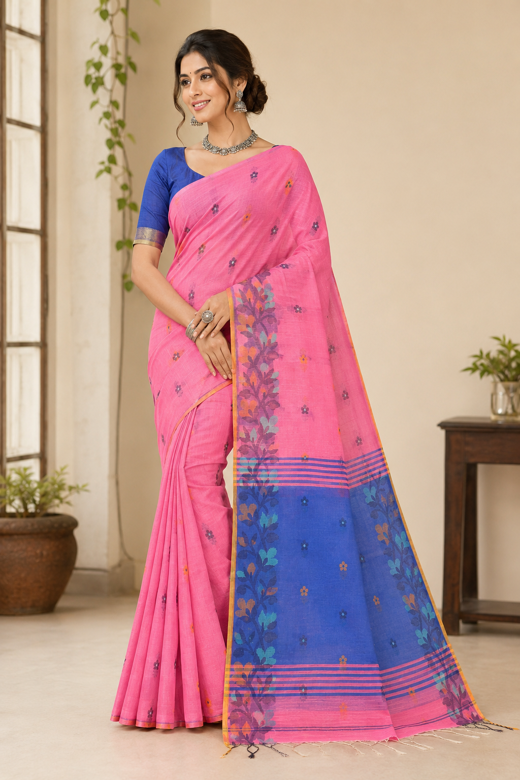 Handloom Saree With Zari Work| Pink