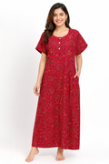 Pure Cotton designer Nighty | Red