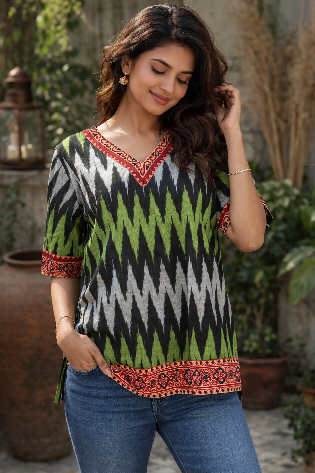 XL SIZE |COTTON SHORT Katki KURTI | Green