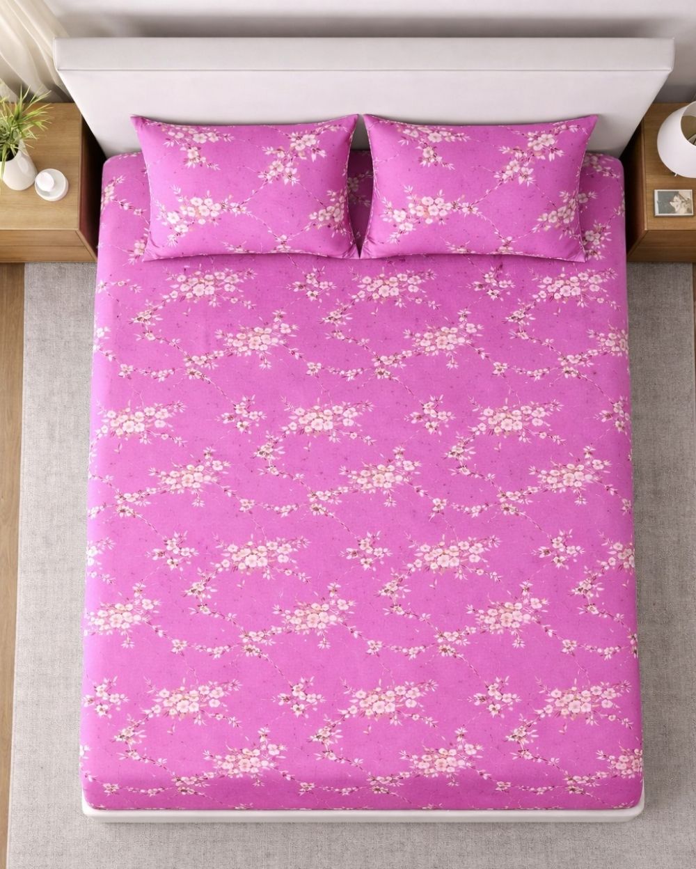 Sunflower (7x9ft)| Pure Cotton King Bedsheet - Pink