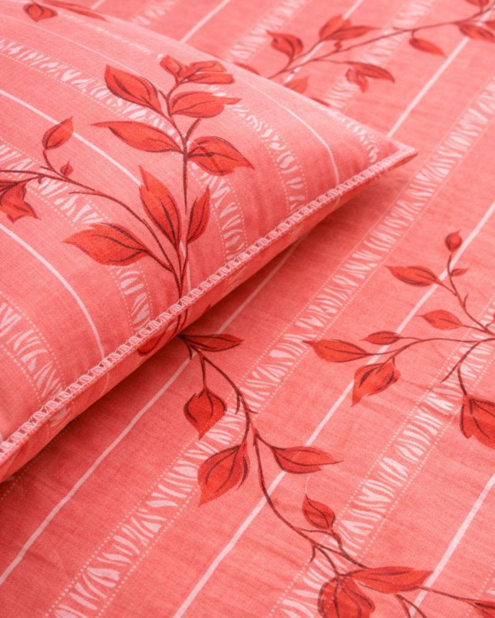 Vani|Queen Cotton Bed Set (6ft x 7ft)|Peach