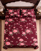 SUPER SATAN| 9x9' Premium Sateen Cotton King Bedsheet| Wine