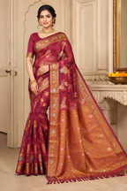 Premium Printed Organza Silk Saree| Red