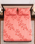 Vani|Queen Cotton Bed Set (6ft x 7ft)|Peach
