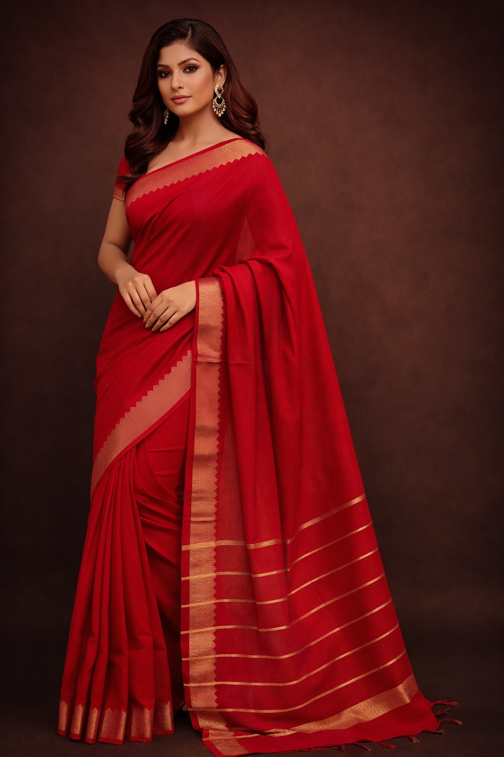 Semi Silk Mangal Giri Saree| Red
