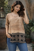 L SIZE |COTTON SHORT AJRAK KURTI | Black