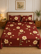 SUPER SATAN| 9x9' Premium Sateen Cotton King Bed sheet | Brown