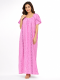 Pure Cotton Half Sleeve Nighty | Pink