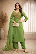 XL SIZE| Premium Cotton 3 Pieces Stitched  Kurti/Salwar Suit| Green
