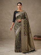Pashmina Raw Silk Saree| Black