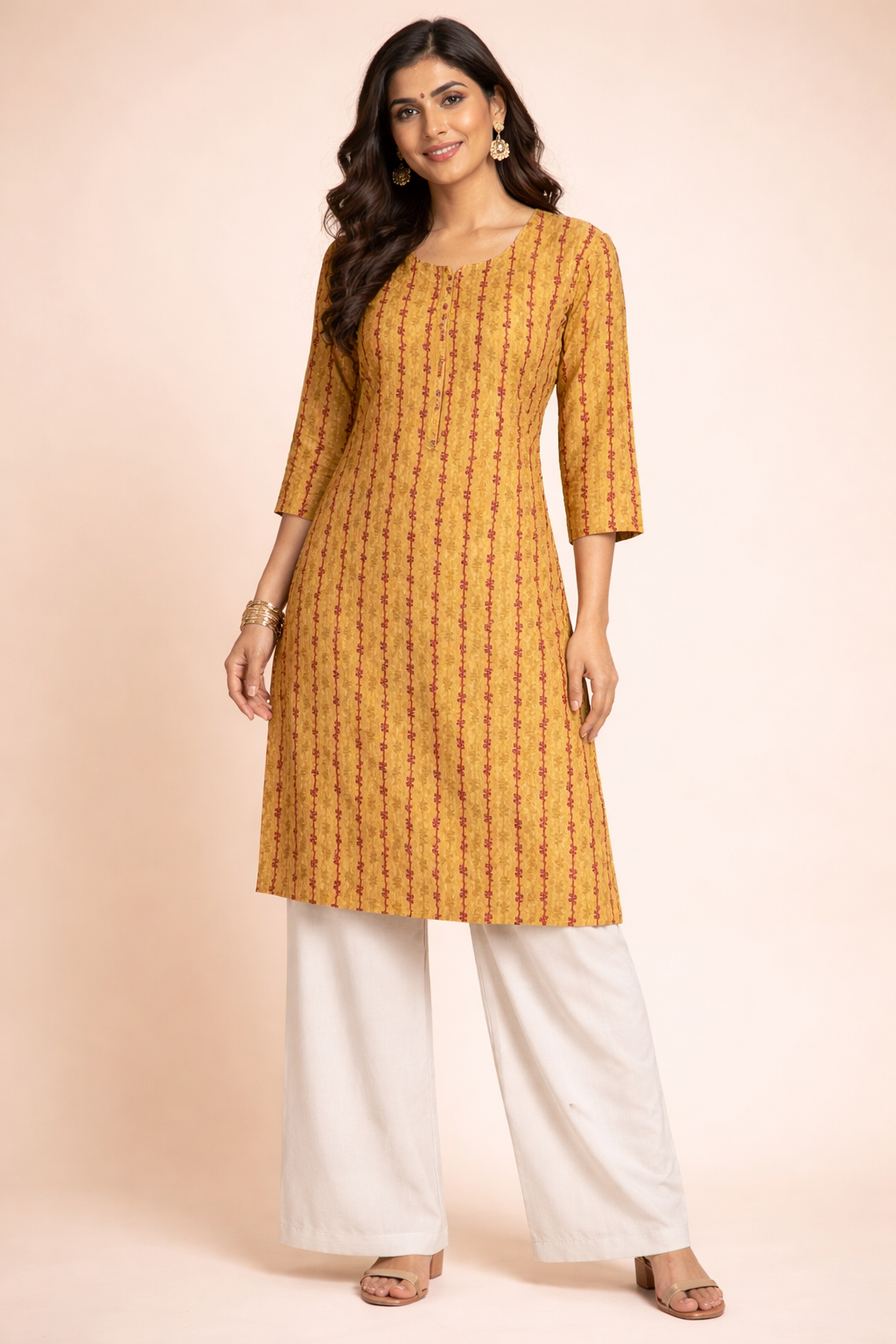 XXL Size|Basic Cotton Printed Kurti |Yellow