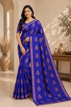 Handloom Saree With Zari Work| Navy Blue