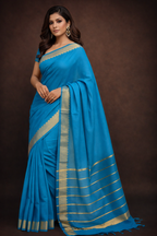 Semi Silk Mangal Giri Saree| Sky Blue