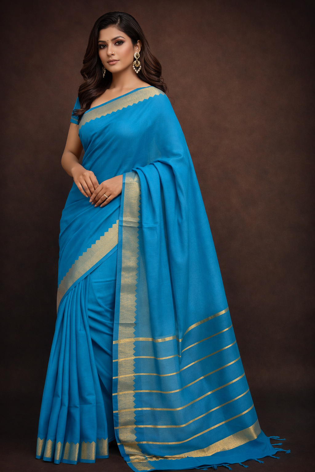Semi Silk Mangal Giri Saree| Sky Blue
