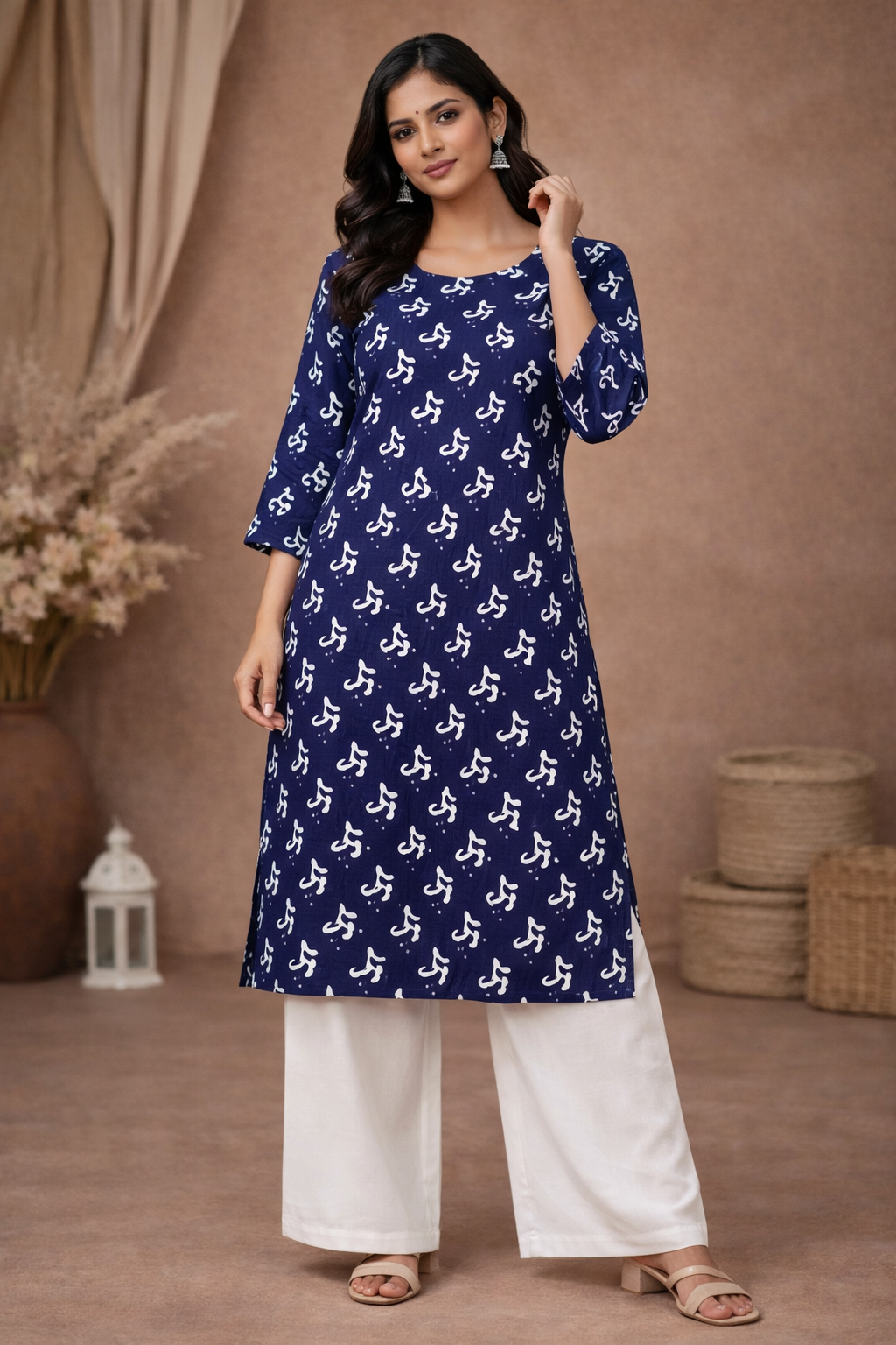 XL Size| Basic Cotton Printed Kurti | Blue