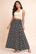 Ladies Cotton Printed Wrapper Skirt| Black