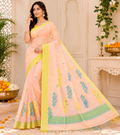 Pure Khadi Cotton Saree| Peach