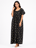Pure Cotton Half Sleeve Nighty | Navy Blue