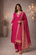 M SIZE| Premium Silk 3 Pieces Stitched Kurti/Salwar Suit| Rani