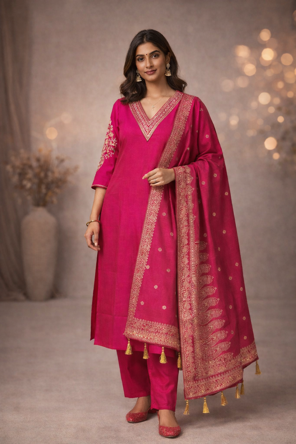 3XL SIZE| Premium Silk 3 Pieces Stitched Kurti/Salwar Suit| Rani