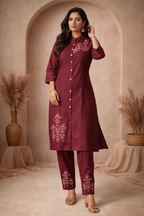 XL SIZE| Vatican Silk 2 Pieces Printed Designer Kurti/Salwar Suit| Maroon