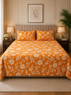 Vani|Queen Cotton Bed Set (6ft x 7ft)| Yellow
