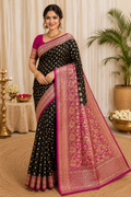 Premium Banarasi Semi Silk Saree| Black
