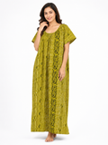 Pure Cotton Half Sleeve Nighty | Green