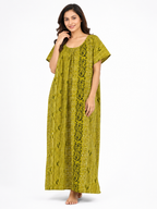 Pure Cotton Half Sleeve Nighty | Green