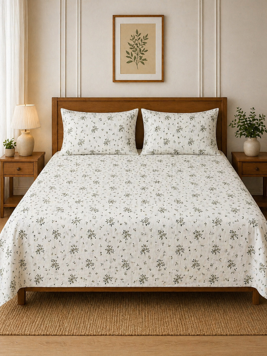 SATAN| Premium Sateen Cotton King Sheet Set (7.5 x 9 ft) | White