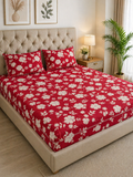 Vani|Queen Cotton Bed Set (6ft x 7ft)| Red