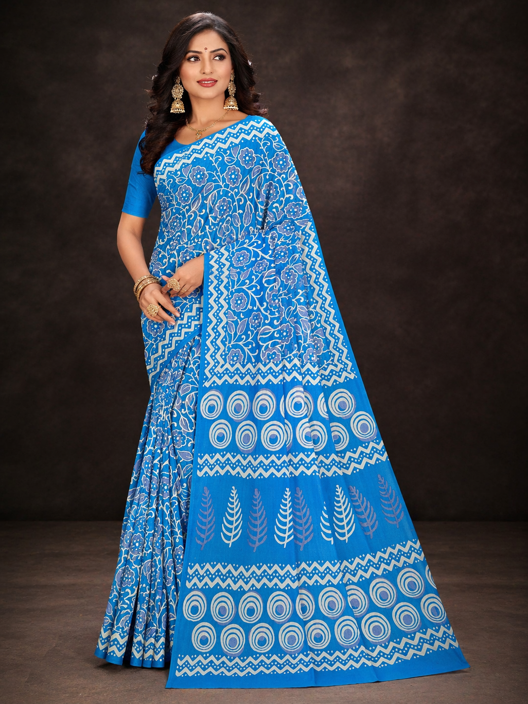 Bagru Cotton Printed Saree| Blue