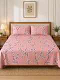 SATAN| Premium Sateen Cotton King Sheet Set (7.5 x 9 ft) | Pink