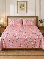 SATAN| Premium Sateen Cotton King Sheet Set (7.5 x 9 ft) | Pink