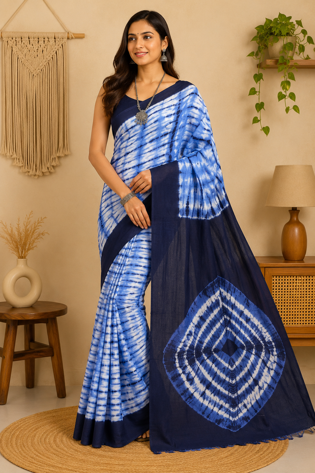 Pure Cotton Dye Saree| Blue