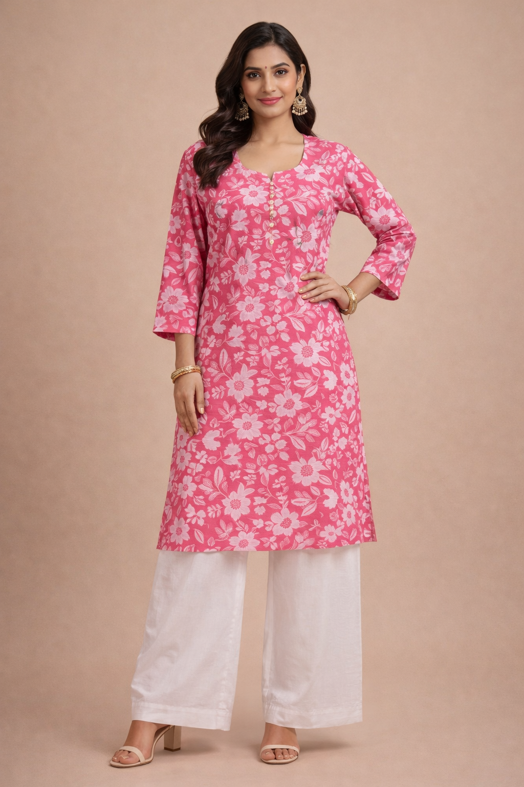 6XL Size| Premium Cotton Printed Kurti | Pink