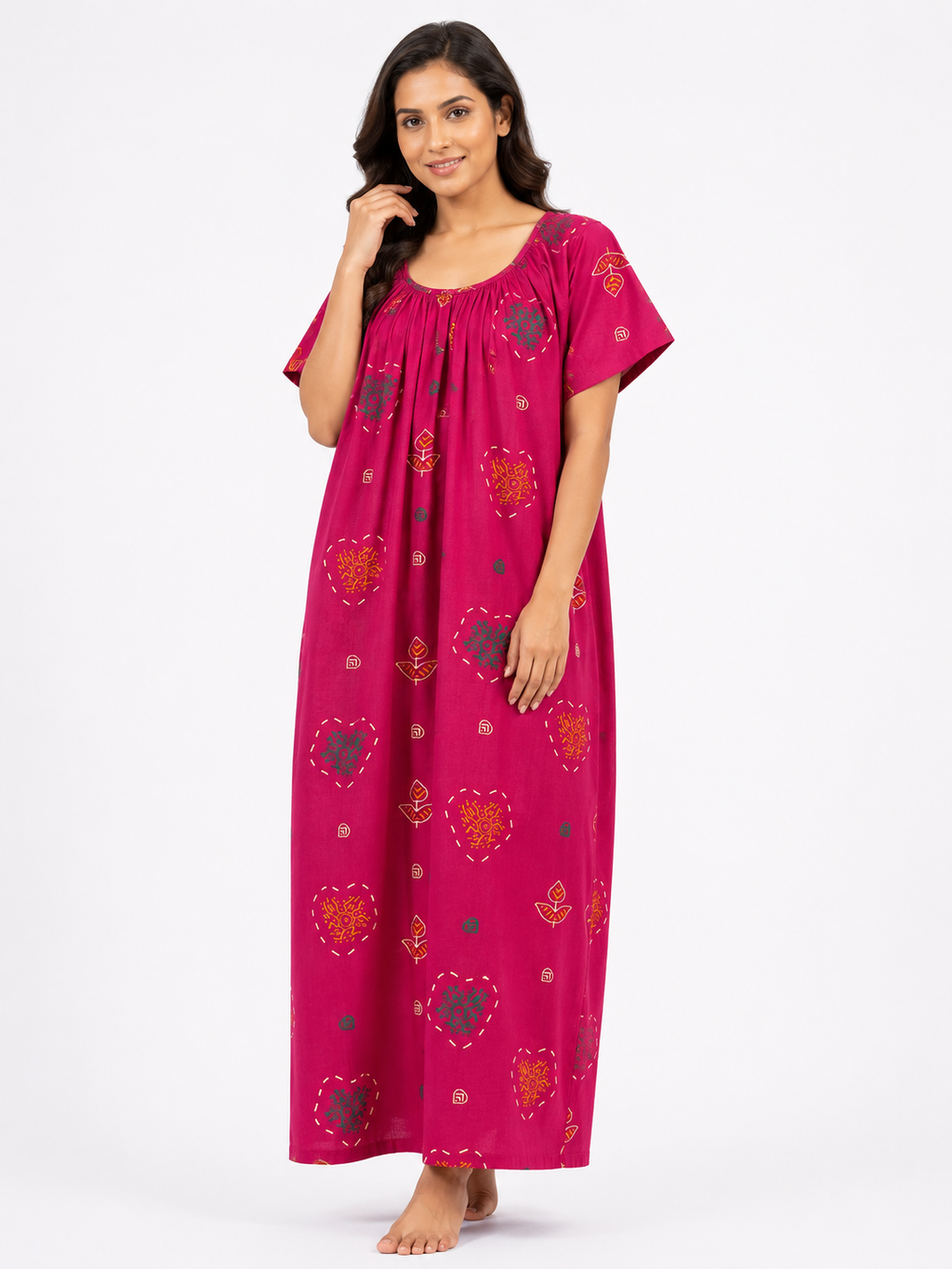 Pure Cotton Half Sleeve Nighty | Rani