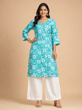 5XL Size| Premium Cotton Printed Kurti | Blue