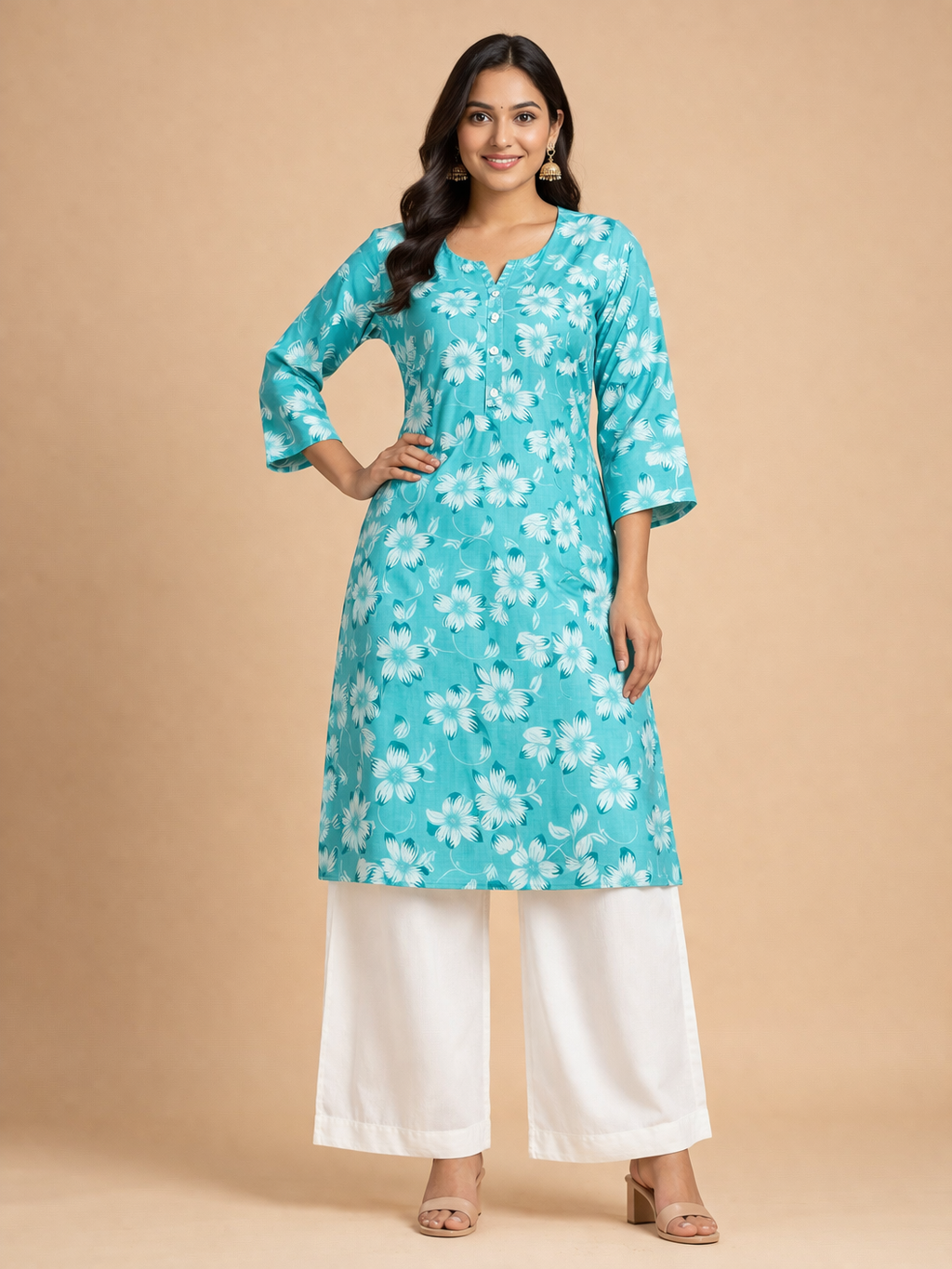5XL Size| Premium Cotton Printed Kurti | Blue