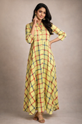 L Size| Rayon Printed Frock Pattern Gown/one piece| Yellow
